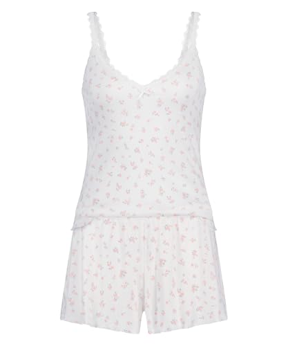 Hunkemöller Pyjamaset gerippt - pink - L von HUNKEMÖLLER