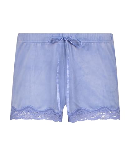 Hunkemöller Shorts aus Velours mit Spitze - Hydrangea - L von HUNKEMÖLLER