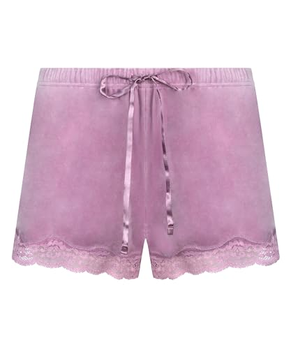 Hunkemöller Shorts aus Velours mit Spitze - Orchid Haze - S von HUNKEMÖLLER