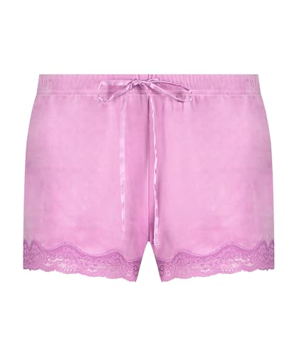 Hunkemöller Shorts aus Velours mit Spitze - Violet - S von HUNKEMÖLLER