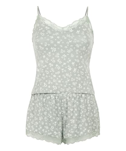 Hunkemöller Spitzenbesetztes Jersey Pyjama-Set - HKM Green - M von HUNKEMÖLLER