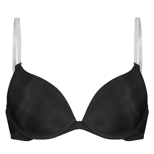 Hunkemöller Vorgeformter Push-up-Bügel-BH, transparent Back - Caviar - 75E von HUNKEMÖLLER