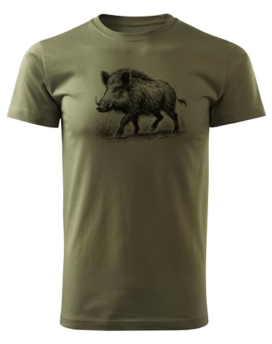 HUNT-G61 - T-Shirt für Jäger - Tshirt Herren - aus Baumwolle, Bequeme Passform - Jagd Geschenke, Geschenk für Jäger, Förster - Grün, mit Motiv Wildschwein - S HUNT-G61 - T-Shirt für Jäger - Tshirt Herren - aus Baumwolle, Bequeme Passform - Jagd Geschenke, Geschenk für Jäger, Förster - Grün, mit Motiv Wildschwein - S von HUNT-G61
