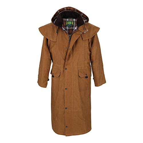 HUNTER-OUTDOOR Regenmantel Edinburgh | Wachsmantel zu 100% wind- und wasserdicht | Extra lang geschnitten mit Rückenschlitzen und Beinschlaufen (beige) (as3, alpha, m, regular, tall) von Hunter-Outdoor