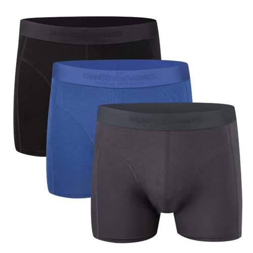 Hunter&Hawks Herren 3er Pack Bambus-Boxershorts, Größen S-6XL, Weich, Antibakteriell und Atmungsaktiv Unterwäsche, Herren Cool Dry Trunks, Anti-Reibung, Schwarz, Blau, Grau, Multicolour, Multipack von HUNTER&HAWKS URBAN TAILORED