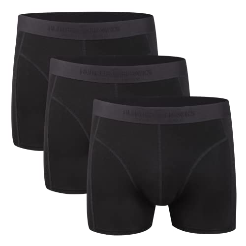 Hunter&Hawks Herren 3er Pack Bambus-Boxershorts, Größen S-6XL, Weich, Antibakteriell und Atmungsaktiv Unterwäsche, Herren Cool Dry Trunks, Anti-Reibung, Schwarz, Multipack von HUNTER&HAWKS URBAN TAILORED