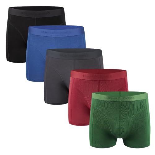 Hunter&Hawks Herren 5er Pack Viskose Bambus-Boxershorts, Größen S-6XL, Weich und Atmungsaktiv, Herren Cool Dry Trunks, Anti-Reibung, Unterwäsche im mehrfarbigen Pac. von HUNTER&HAWKS URBAN TAILORED