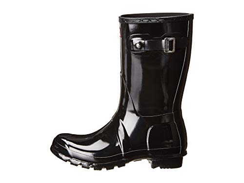 HUNTER Damen Original Schneestiefel kurz glänzend, Schwarz (glänzend), 38 EU von HUNTER