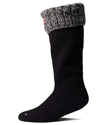 HUNTER Unisex 6 Stitch Cable Tall Boot Sock Polyfleece Black Grey 39-42 EU von HUNTER