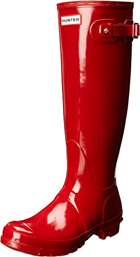 Hunter Original Gloss, Damen Kniehohe Stiefel mit dünnem Futter, Rot (Military Red), 42 EU (8 UK) von HUNTER