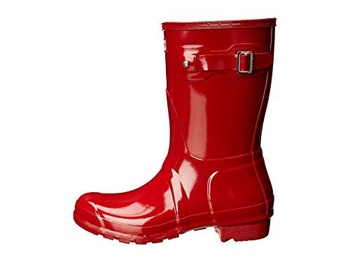HUNTER Damen Stiefel Original Kurzglanz Schnee Regen Stiefel Wasserstiefel Unisex, rot glänzend, 42 EU von HUNTER