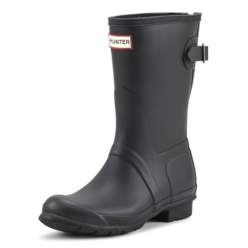 Hunter Women's Original Back Adjust Short Black Mid-Calf Rubber Rain Boot - 8M von HUNTER
