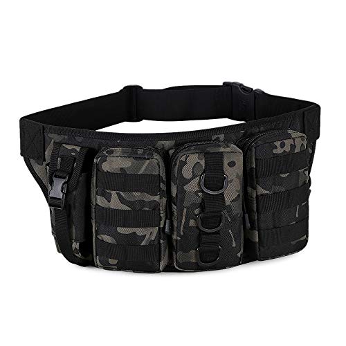 Huntvp 3in1 Taktische Hüfttasche Militärisch Bauchtasche Wasserdicht Gürteltasche MOLLE Schultertasche Crossbody Bag Multifunktional für Herren Wandern Camping Trekking, Camouflage von HUNTVP