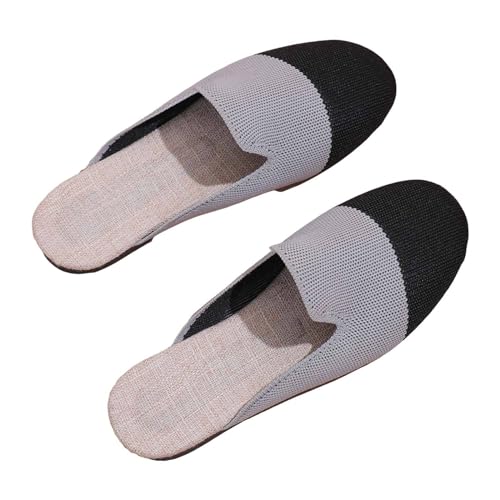 HUOQI Damen Beach Wrap Toe Mesh Hausschuhe Fly Weave Casual Hausschuhe Flache Schuhe Vintage Sandalen Damenschuhe Stiefeletten Schwarz 40 Damenschuhe Weite H Slipper (Black, 37) von HUOQI