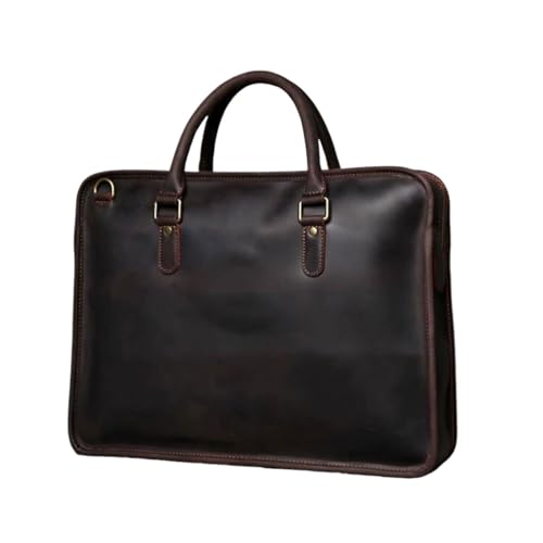 HURDHSCNF Echtes Leder Totes Laptop Taschen Handtaschen Herren Computer Taschen Schulter Taschen Aktentaschen Messenger Taschen(Brown) von HURDHSCNF