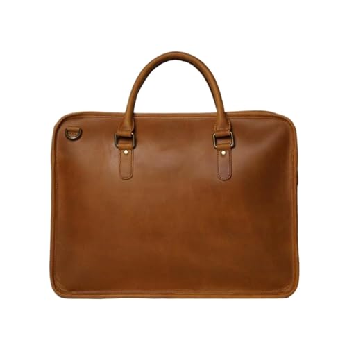 HURDHSCNF Echtes Leder Totes Laptop Taschen Handtaschen Herren Computer Taschen Schulter Taschen Aktentaschen Messenger Taschen(Yellow) von HURDHSCNF