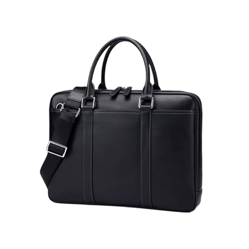 HURDHSCNF Herren Totes Handtaschen Computer Taschen Schulter Aktentaschen Laptop Taschen Echtes Leder Messenger Taschen Rucksäcke(Black) von HURDHSCNF