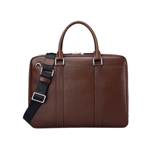 HURDHSCNF Herren Totes Handtaschen Computer Taschen Schulter Aktentaschen Laptop Taschen Echtes Leder Messenger Taschen Rucksäcke(Brown) von HURDHSCNF