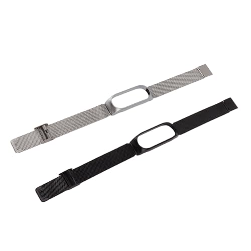 2 Stück Edelstahl-Uhrenarmband für Mi Band 3 4 5 6 Grau Schwarz, Ersatzarmband mit Gut Polierter Oberfläche, Weit Verbreitet, von HURRISE