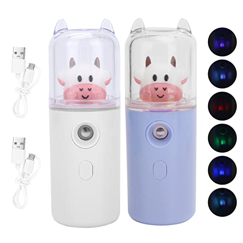 2 Stück Nano Mist Sprayer, (Weiß + Purpur) Portable Face Mist Steamer, Moisturizing Humidifier with Moisturizing Moisturizing for Skin Care Makeup Eyelash Extension von HURRISE