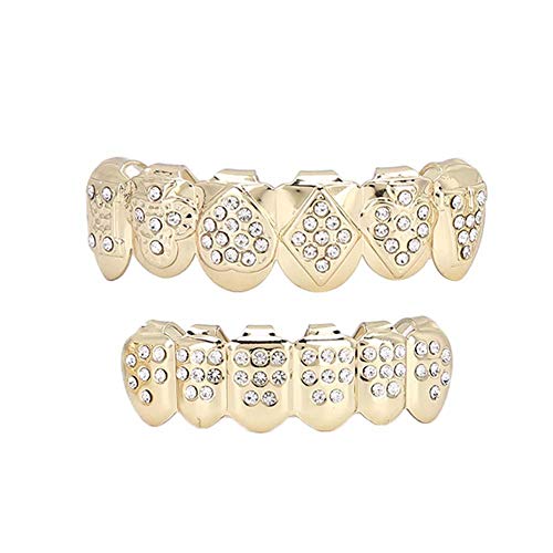 Grills, Grillz Zähne Set Hip Dekoration Für Halloween Grillz für Schmuck Party Geschenk(Gold) von HURRISE