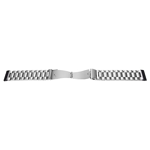 Edelstahl-Uhrenarmband mit Verstellbarem Metallarmband, Doppelschnalle, 24 Mm, Schnellverschluss-Ersatzarmband für Männer und Frauen (Silber) von HURRISE