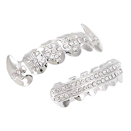 Grills, Grillz Zähne Set Grillz Halloween Party Grillz For Teeth For Schmuck Geschenk(Silber) von HURRISE