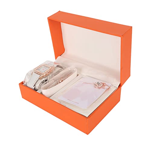 HURRISE 3er-Pack Damen-Glitzer-Quarzuhr-Armband-Set, Elegantes Halsketten-Armband-Uhren-Set von HURRISE