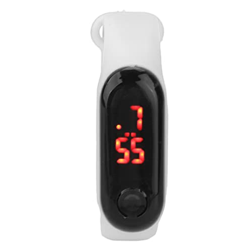 HURRISE Elektronische Mini-Uhr für Jungen, Mädchen, Männer, Frauen, Rote LED, Einfache Elektronische Sportuhr für Studenten mit Silikon-Uhrenarmband(Weiß) von HURRISE