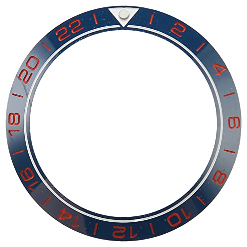 HURRISE Lünetteneinsätze aus Keramik in Schwarz-Roségold für dieOyster Perpetual GMT Master II-Uhr, Kratzfeste Abdeckung mit Leuchtenden Perlen (Blaue Basis, rote Ziffer) von HURRISE