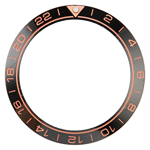 HURRISE Lünetteneinsätze aus Keramik in Schwarz-Roségold für dieOyster Perpetual GMT Master II-Uhr, Kratzfeste Abdeckung mit Leuchtenden Perlen (Schwarze Basis, orangefarbene Ziffer) von HURRISE