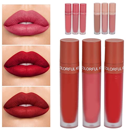 Lippenstift-Set, 3pcs Matter Flüssiger Lippenstift Langlebiger Wasserdichter Lipgloss Make-up-Set Lippen-Make-up-Geschenksets für Mädchen Frauen(C) von HURRISE