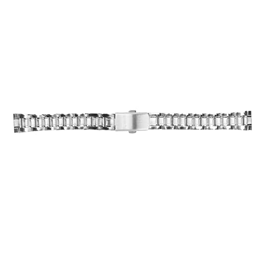 Metallarmband Schnellverschluss Faltschließe Doppelknopf Edelstahl Uhrenarmband für Herren Damen (Silber) von HURRISE