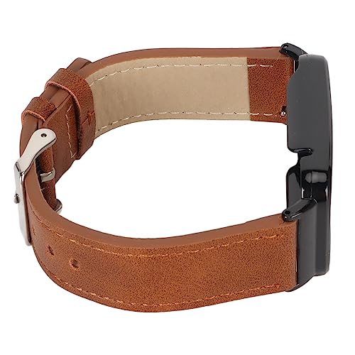 Pu-Leder-Uhrenarmband, Uhrenarmband mit Uhrenarmband mit Schwarzem Edelstahl-Metallgehäuse Pu für Wasserdichtes Ersatzgehäuse für Mi Band 7 Pro (Braun) von HURRISE