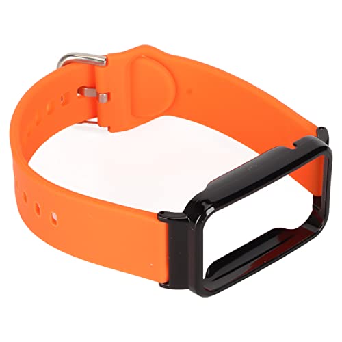 Silikon-Uhrenarmband, mit Schutzhülle, Ersatzzubehör, Passend für Mi Band 7 Pro (Orange + schwarze Schale) von HURRISE