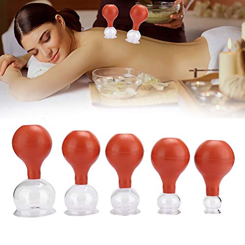 Vakuumbecher-Kits, Schröpfen-Therapie, 5 Stück/Set Vakuum-Schröpfen-Becher-Set Glas-Körpermassage-Schröpfen von HURRISE