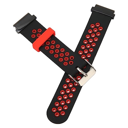 Wasserabweisendes 20-mm-Silikonarmband, Bequemes Handgelenkband (Schwarz Rot) von HURRISE