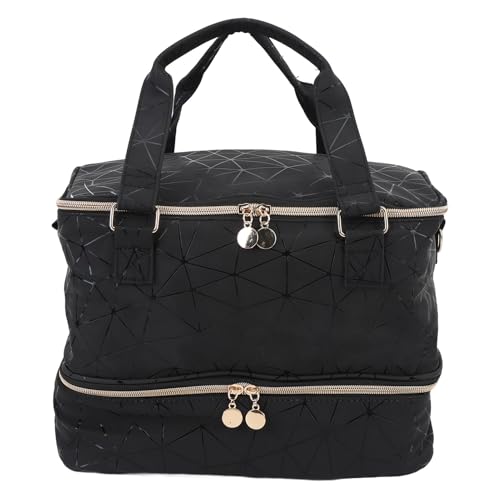 Doppelschicht Nagellack Organizer -Beutel, Hält 40 Flaschen PU -Nagellack -Reisekoffer mit Gepäckgurt, up, Toilettenartikel von HUSHUI