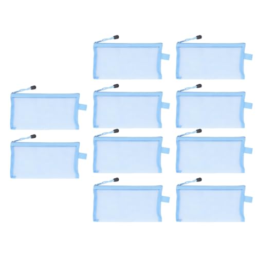 HUSHUI 10pcs Nylon Mesh Bleistiftbeutel, A6 -Papierorganisator -Taschen mit Tränenresistenten -Dokument -Dateiordnern (Blau) von HUSHUI