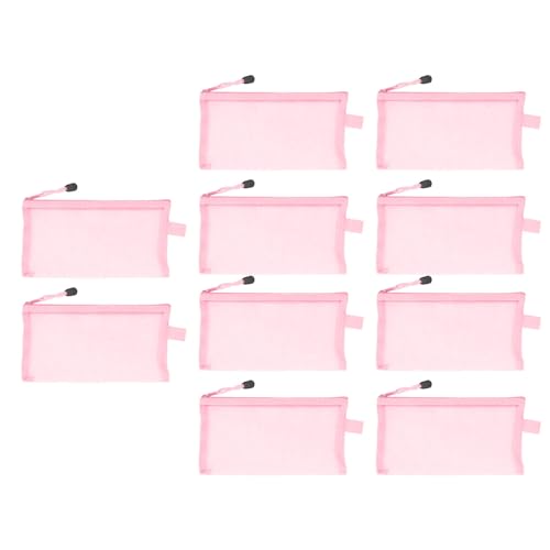 HUSHUI 10pcs Nylon Mesh Bleistiftbeutel, A6 -Papierorganisator -Taschen mit Tränenresistenten -Dokument -Dateiordnern (Rosa) von HUSHUI