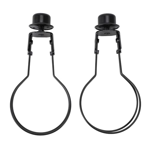 HUSHUI 2er-Pack Lampenschirm-Glühbirnen-Clip-Adapter, Metalldraht-Clip-on-Glühbirnen-Lampenschirmhalter mit Abschlussoberteil für Tischlampe, Stehlampe (Schwarz) von HUSHUI