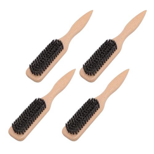 HUSHUI 4pcs Bartbürste Ergonomische Holzgriff Friseurhop Haar -Sweep -Schnurrbart Pinsel für Männer Pflegen von HUSHUI