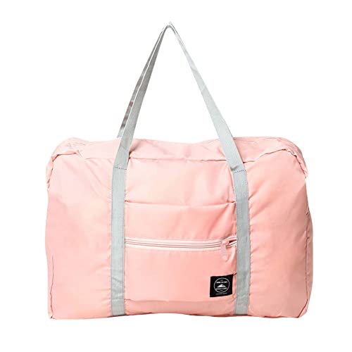 Reise-Seesack, Faltbare Reisetasche, Handgepäck, Sporttasche, Reisetasche mit Trolley-Hülle, Schulter-Wochenend-Übernachtungstasche for Damen – Pink/460 von HUSHUWAN