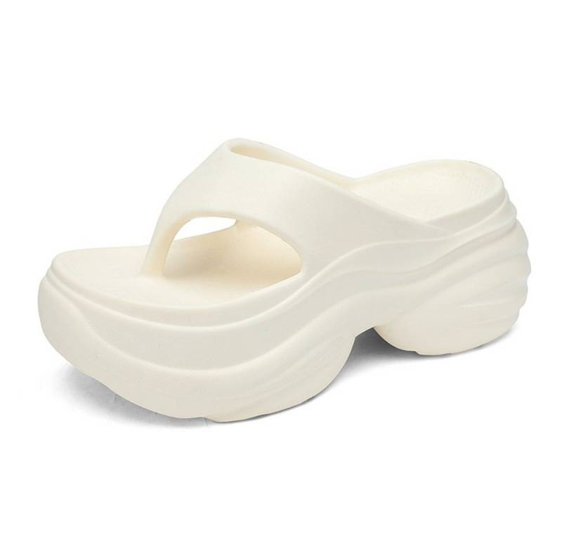 HUSK'SWARE Zehenstegpantoffel Clog (Rutschfest & Leicht, Sommer Strand Hausschuhe für Alltag & Urlaub) Damen Zehenstegsandalen mit Absatz – Bequeme Plateau Flip-Flops von HUSK'SWARE