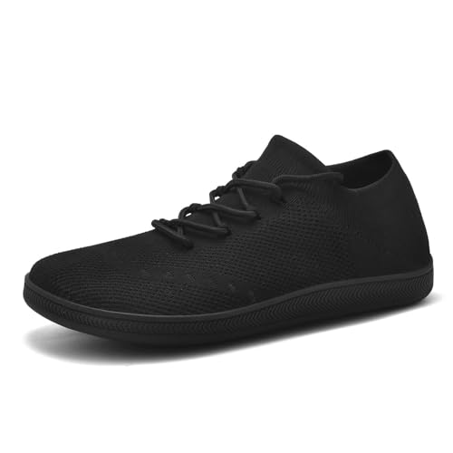 HUSKSWARE Barfußschuhe, Flache Schuhe,Unisex Atmungsaktive Fitnessschuhe, Sportschuhe, Freizeit Leicht, Geeignet für Outdoor und Sport, Schwarz 36 EU von HUSKSWARE