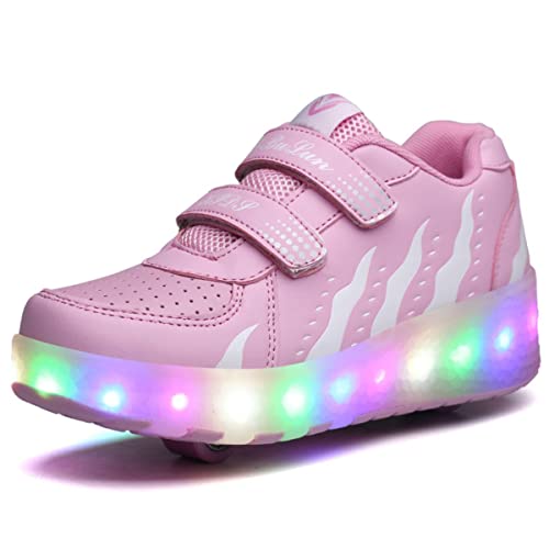 HUSKSWARE Kinder Sneaker 2 Räder Jungen Mädchen Sneaker Party Geburtstag Weihnachten, Rosa 27 von HUSKSWARE