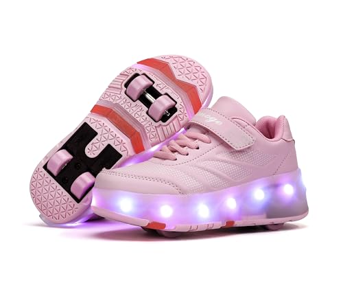 HUSKSWARE Kinder Sneaker Jungen Mädchen Sneaker 4 Räder Party Geburtstag Weihnachten, Rosa 39 von HUSKSWARE