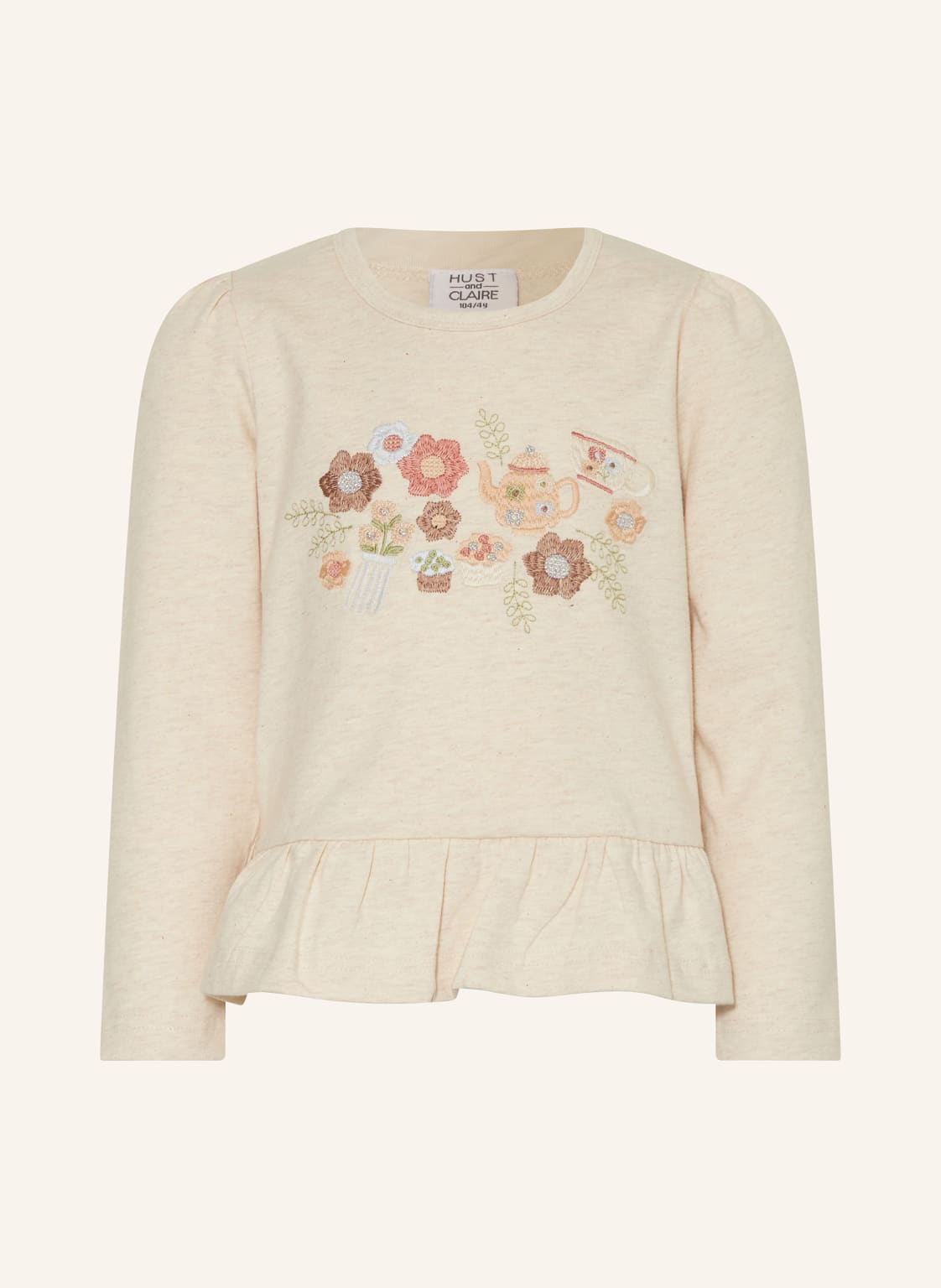 Hust And Claire Longsleeve Hcalma Mit Rüschen beige von HUST and CLAIRE