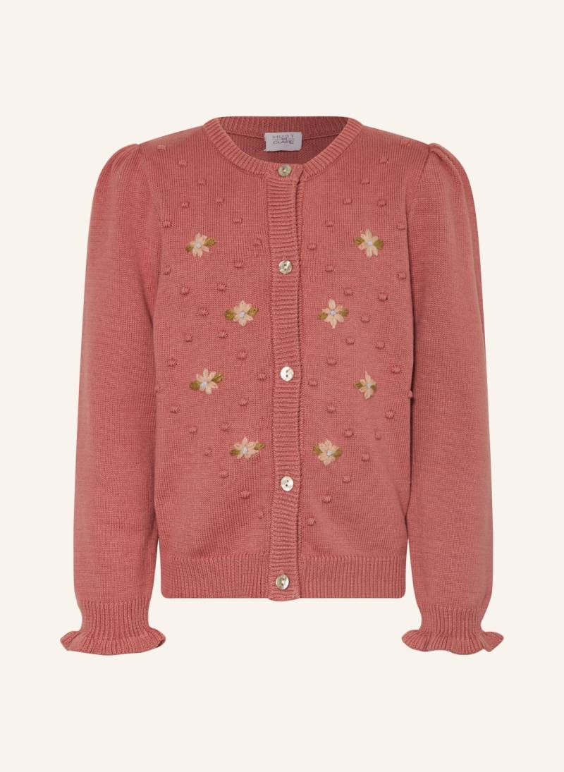 Hust And Claire Strickjacke Hccamilia Mit Volants rosa von HUST and CLAIRE