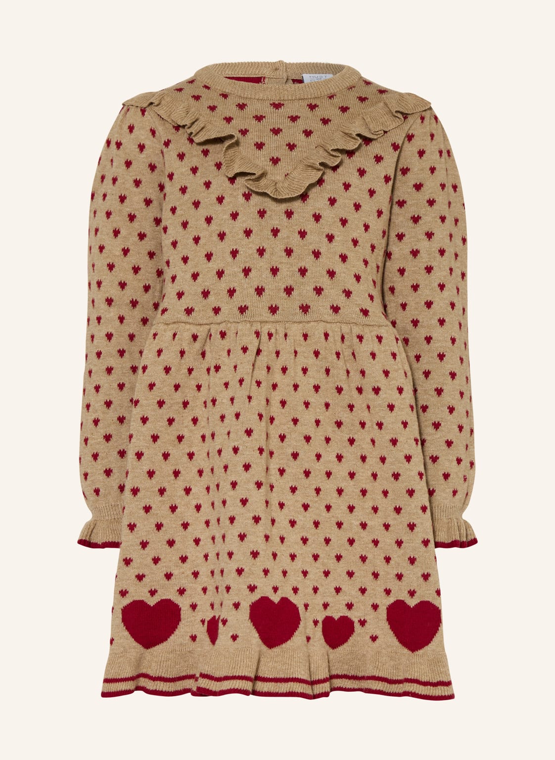 Hust And Claire Strickkleid Hckarina Mit Volants beige von HUST and CLAIRE